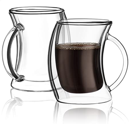 JoyJolt Caleo Double Wall Insulated Glasses Espresso Cups Set of 2, 5.4-Ounces