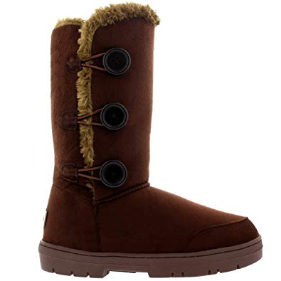 Womens Triplet Button Waterproof Winter Snow Boots