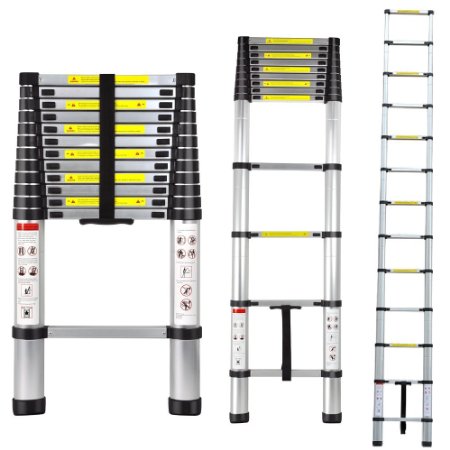 12.5' Aluminum Telescopic/Telescoping Loft Ladder Extension Extendable Portable