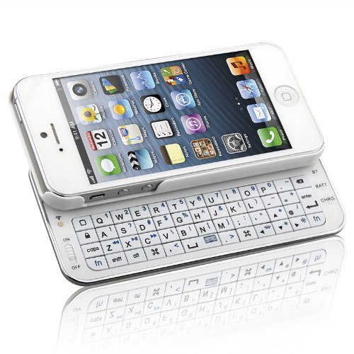 Naztech N5200 Ultra-Thin Bluetooth Wireless Slideout Keyboard Case for Apple iPhone SE/5S/5-White