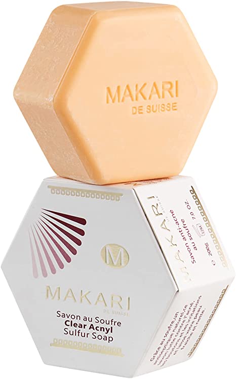 Makari Classic Sulfur Soap 7.0 oz – Acne-Fighting Bar Soap for Face & Body – Moisturizing Cleanser Combats Acne Blemishes, Clogged Pores, Oiliness & Irritation