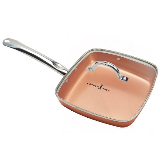 Copper Chef 9.5" Square Fry Pan with Lid