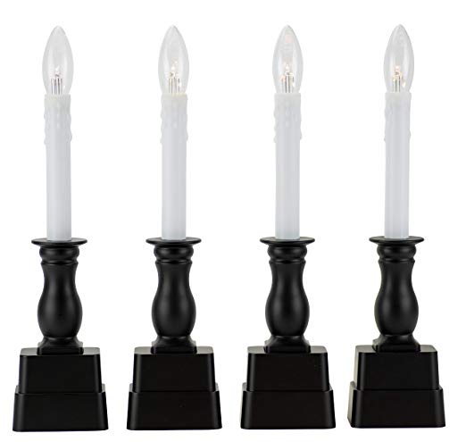 Boston Warehouse Allure Adjustable Height Indoor Flameless LED Window Candles with Timer, Set of 4, Battery Operated, Onyx