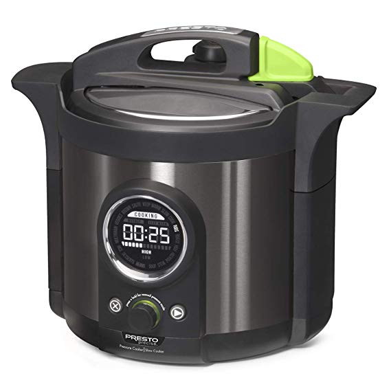 Presto 02142 Precise 6-Quart Multi-use Programmable Plus Electric Pressure Cooker, 6qt, Black Stainless Steel