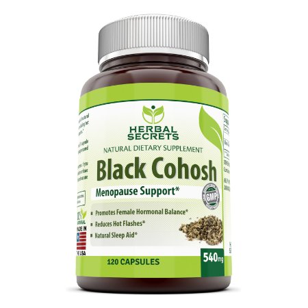Herbal Secrets 100% Pure Black Cohosh Capsules - Supports Women s Health and Well-being * 540 mg Capsules, 120 Capsules per bottle *