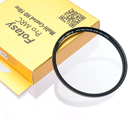 Fotasy 72mm Ultra Slim UV Protection Lens Filter, Nano Coatings MRC Multi Resistant Coating Oil Water Scratch, 16 Layers Multicoated 72mm UV Filter