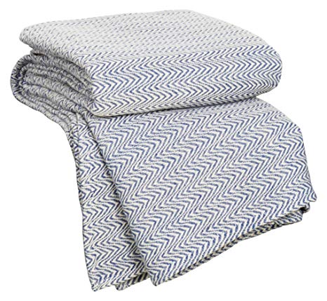 Lavish Home Chevron 100Percent Egyptian Cotton Blanket - King - Blue