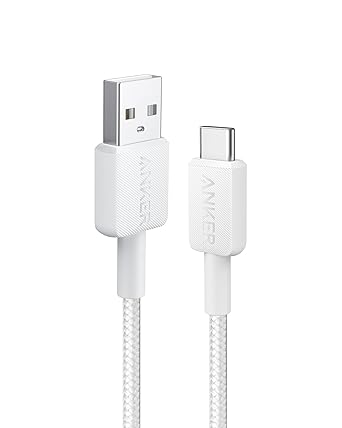 ANKER USB to Type C 3ft Braided White PD Cable, Super Fast Charging (50% Charge in 30 mins), Data Sync Compatibility & Power Delivery (PD) for iPhone 15, Samsung, OnePlus and Others