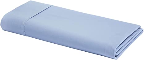 AmazonBasics Ultra-Soft Cotton Flat Bed Sheet, Queen, Dusty Blue