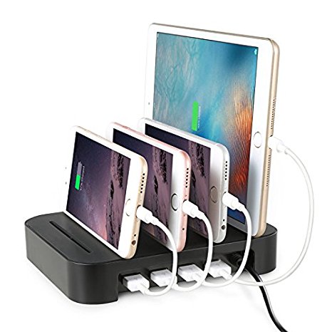 [2016 Newest Version] Charging Station, WinTech Detachable Universal Multi-Port USB Charging Station [4-Port USB Charging Dock] Desktop Charging Stand Organizer Fits most USB-Charged Devices