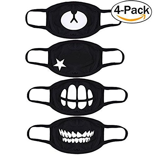 Mouth Mask,Aniwon 4 Pack Unisex Kpop Mask EXO Mask Anti-dust Cotton Face Mask for Men and Women (combination 2)