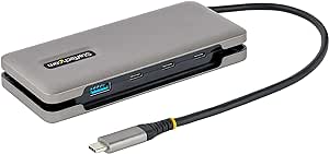 StarTech.com 4-Port USB-C Hub - 1x USB-A & 3x USB-C Ports - USB 3.2 Gen 2 (10Gbps) - Bus Powered - USB Type C Hub w/ 12.6in/32cm Wrap-Around Cable - Portable USB-C to USB-A Hub/Splitter (HB31CM1A3CB)