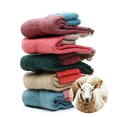 NEW 5 Pairs Women's 80% Sheep Wool Winter Knit Warm Causal Socks High Quality
