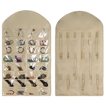 Hanging Wall Jewelry Organizer, Kenmu Accessories Organizer, Non-Woven Organizer Holder 32 Pockets 18 Hook and Loops