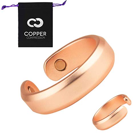Copper Ring for Arthritis by Copper Compression - 99.9% Pure Copper + Magnetic Therapy Relief Ring for Men + Women. Magnet Therapy Jewelry Rings for Arthritis, Carpal Tunnel, Fingers, Thumb, Hands - M
