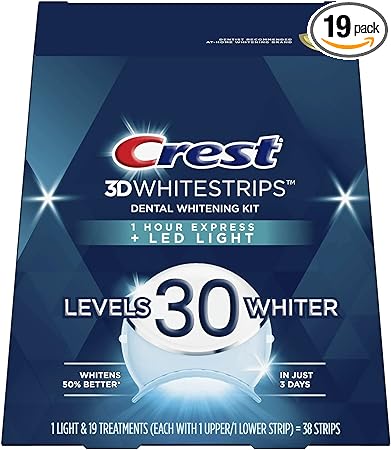 Crest 3DWhitestrips 1 Hour Express   LED Light Teeth Whitening Kit, 19 Treatments