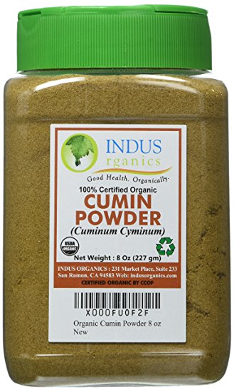 Indus Organics Cumin Seeds Powder, 8 Oz Jar, Premium Grade, High Purity, Freshly Packed