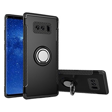 Samsung Galaxy Note 8 Case ,Luhuanx Note 8 Protective Rugged Armor Case with 360 Degrees Ring Kickstand Dual Layer Anti drop protection (scratch resistant) note 8 case,Galaxy Note 8 Case (Black)