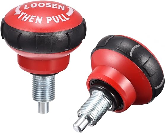 uxcell M16 Pull Pin Spring Knob Replacement Parts for Home Fitness Height Adjustment Screws Equipment, Black Red 2Pcs