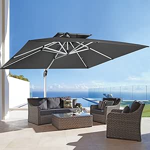 ABCCANOPY 11ft Patio Umbrella - Large Windproof Cantilever Umbrella with 360-degree Rotation,Outdoor Offset Square Umbrella for Backyard Garden Deck Pool, Dark Gray