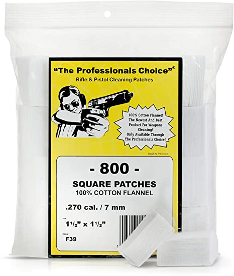 The Professional's Choice Pistol/Rifle Cotton Gun Cleaning Patches | All Calibers | Round & Square | Knit, Twill & Flannel