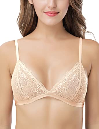 WingsLove Women Triangle Bra Sexy Semi Sheer Lace Wirefree Non Padded Bralette