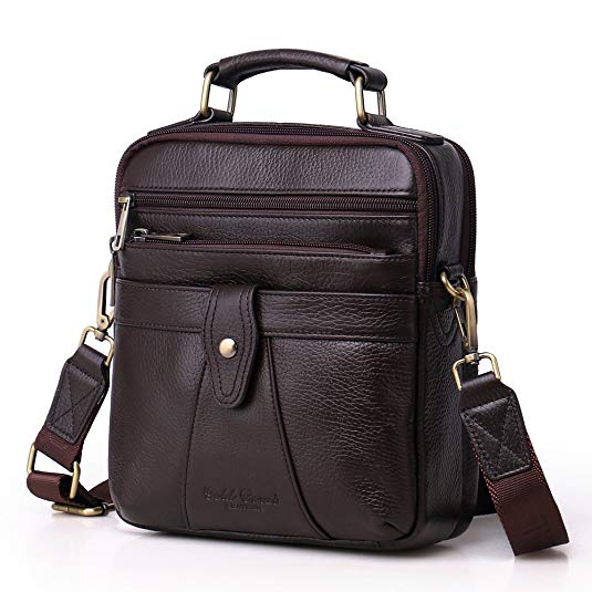 Langzu Men's Genuine Leather Messenger Shoulder Bag Handbag Laptop iPad Briefcase