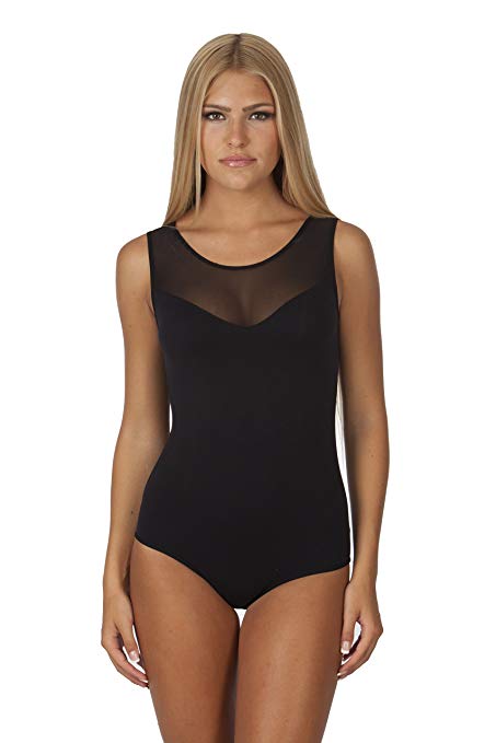 Hollywood Star Fashion Women's Sleeveless Mesh-back Sweetheart Leotard BodySuit