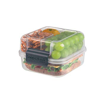 SnapLock by Progressive Lunch Cube To-Go Container - Gray, SNL-1005GY Easy-To-Open, Leak-Proof Silicone Seal, Snap-Off Lid, Stackable, BPA FREE