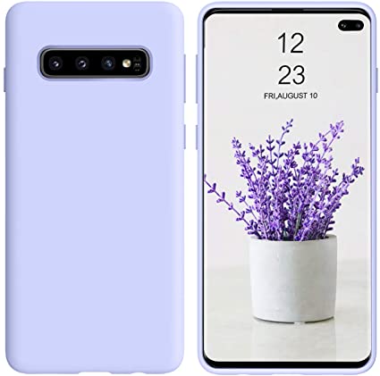 Galaxy S10 Plus Case,DUEDUE Liquid Silicone Soft Gel Rubber Slim Cover with Micro Fiber Cloth Lining Shockproof Full Body Protective Case for Samsung Galaxy S10 Plus/S10  2019, Purple