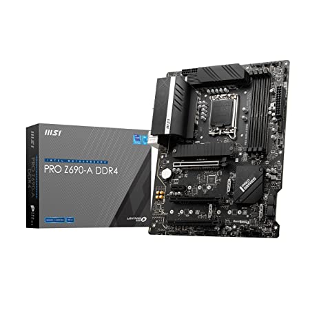 MSI PRO Z690-A DDR4 Gaming Motherboard (ATX, 12th Gen Intel Core, LGA 1700 Socket, DDR4, PCIe 5.0, Lightning Gen4 x4 M.2), Black