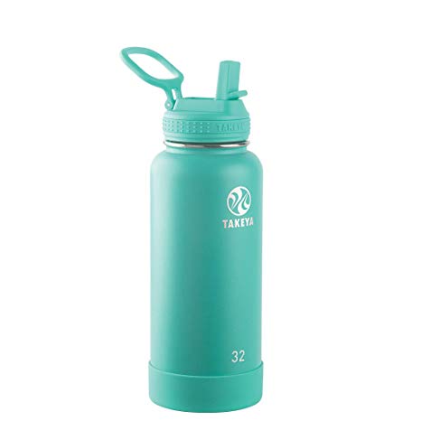 Takeya 51243 Actives Insulated Stainless Steel Bottle w/Straw Lid, 32 oz, Teal