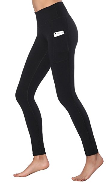 Women's High Waist Yoga Pants With Side Pockets & Inner Pocket Tummy Control Workout Running 4-Way Stretch Sports Leggings