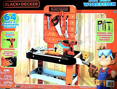 BLACK DECKER Junior Power Workbench Workshop with Realistic Action Lights & Sounds - 64 Tools & Accessories [Hotsaleonline]