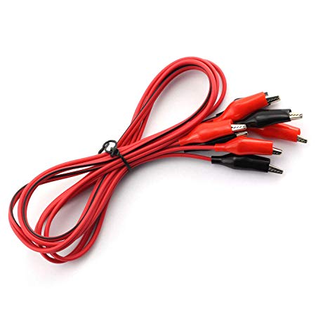 RuiLing 2 Pairs 1m Double-Ended Alligator Clips Electrical DIY Test Leads Cable Crocodile Jumper Wire for Multimeter Measure Tool (Red   Black)