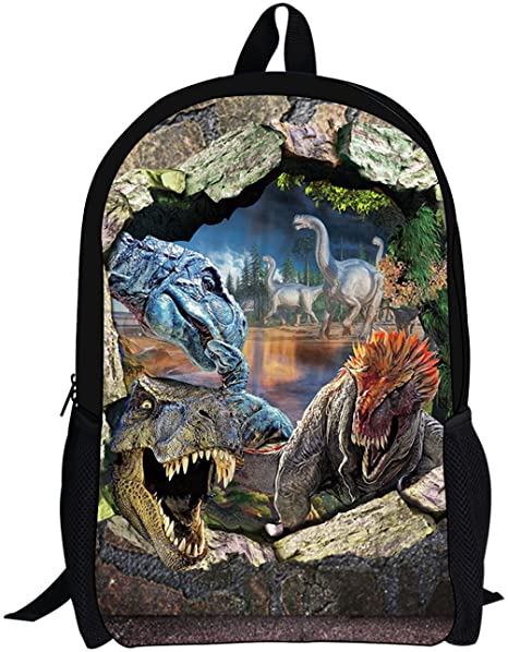 3D Print Dinosaur Backpack Popular Bookbag School Rucksack for Elementary or Middle School Boys and Girls