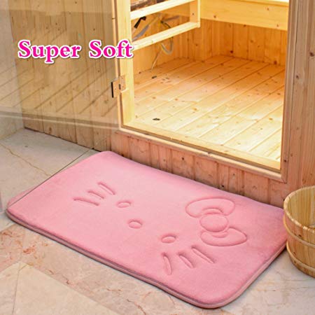 Sytian Cute Cartoon Pink Cat Rug Super Soft Coral Fleece Mat Carpet Slow Rebound Memory Doormat Floor Mat Bath Mat Bathroom Shower Rug Carpet (4060cm)