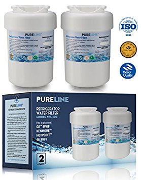 GE MWF Refrigerator Water Filter Smartwater Compatible Cartridge - By Pure Line (2 Pack)