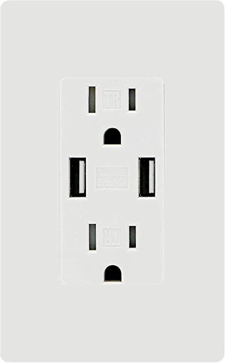 High Speed USB Outlet Charger, Total 4.8A Quick Charging Capability, Child Proof Safety Duplex Receptacle 15Amp, Tamper Resistant Outlet Wall Plate Included bekca KT48 (4.8A USB Outlet 1pack)
