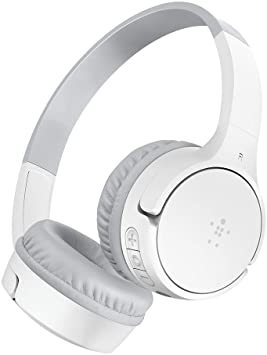 Belkin SoundForm Kids Wireless Headphones with Built in Microphone, On Ear Headsets Girls and Boys for Online Learning, School, Travel Compatible with iPhones, iPads, Galaxy and More - White