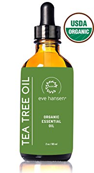 USDA Certified Organic Tea Tree Oil - Use as a Natural Antiseptic Wash, Dandruff and Lice Treatment, Acne Treatment, and Nail Fungus Treatment - 2 Ounce - Eve Hansen