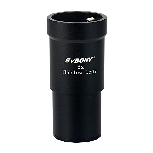 Svbony 5X Barlow lens Metal 1.25" (31.7mm) Apochromatic Barlow lens for Universal Telescope Eyepieces