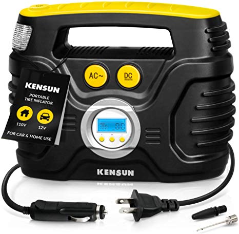 Kensun AC/DC Tire Inflator Pump for Car 12V DC and Home 110V AC Swift Performance 2.0 Portable Air Compressor Pump for Car and Home