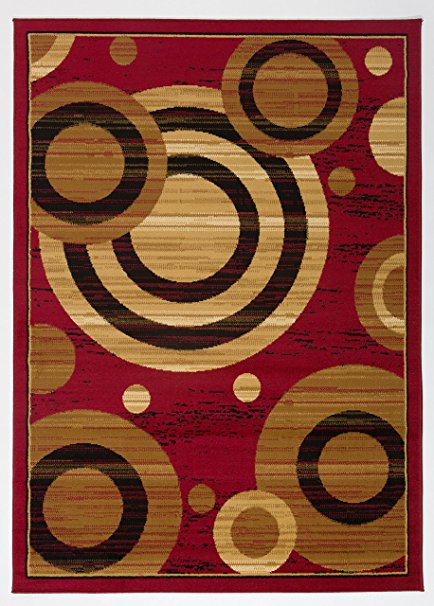 Antep Rugs Kashan King Collection Geometric Area Rug GALAXY-Maroon and Beige 5' X 7'