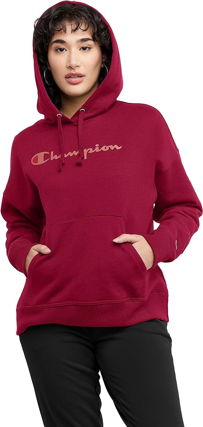 Champion Women's Hoodie, Powerblend, Fleece Hoodie for Women, Script (Plus Size Available)