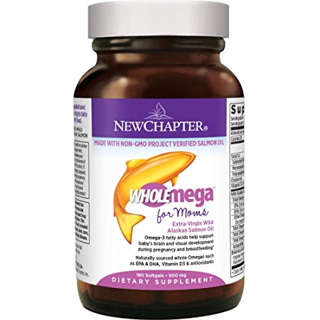 New Chapter Prenatal DHA - Wholemega for Moms Fish Oil Supplement with Omega-3   Vitamin D3 for Prenatal & Postnatal Support - 180 ct