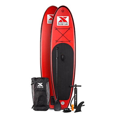 Xterra Inflatable 10' Stand Up Paddle Board Premium SUP Bundle | Includes Board (6" Thick) , Pump, Adjustable Paddle, Easy Carry Backpack, Ankle Leash and Repair Kit