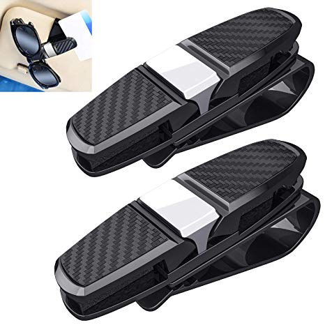 Advgears 2 Pack Glasses Clip For Car Sun Visor Double Sunglasses Eyeglasses Holders With Ticket Card Clip
