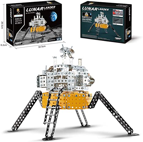 Lunar Lander Metal Building Toy, YSJ Simulate Construction Toy Model Construction Set STEM Learning Toy Metal Building Kit Best Gift for Boys and GirlsLunar Lander Model Kit Building Blocks Set