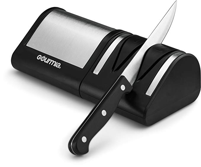 Gourmia GES9715 Electric Diamond Knife Sharpener - Stainless Steel 2 Stage Sharpener with Coarse & Extra Fine Sharpening